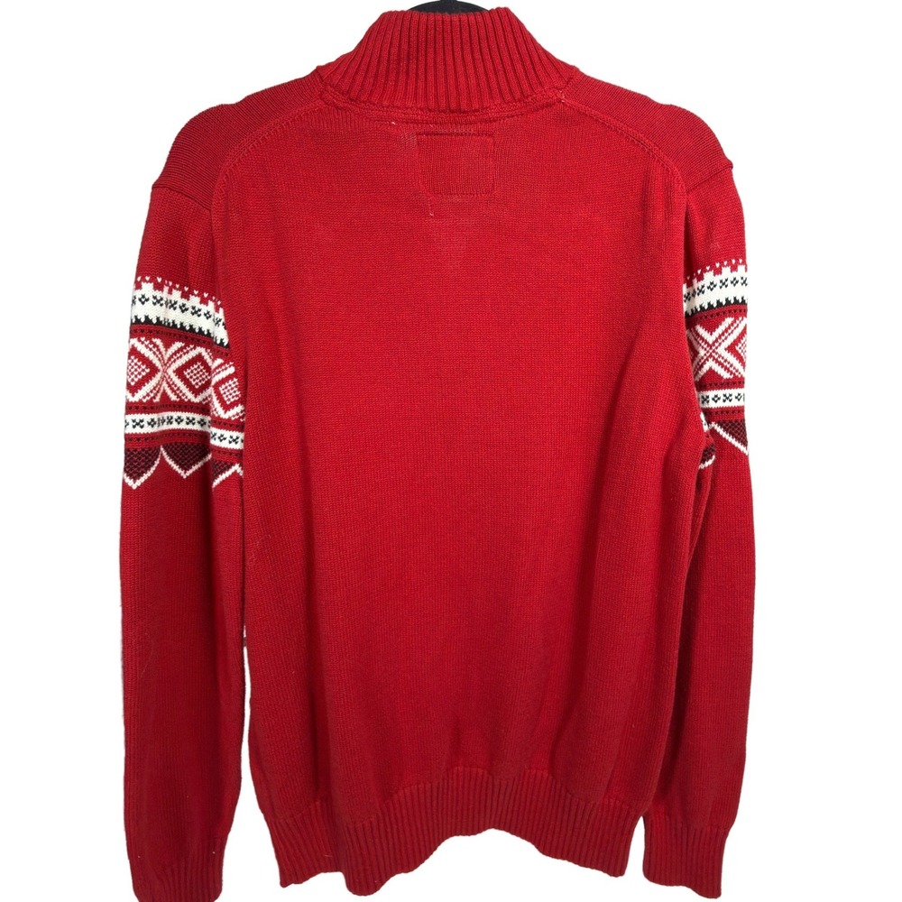 Weatherproof Vintage Sweater M Mens Holiday Fair Isle Quarter Zip Red - Picture 2 of 5